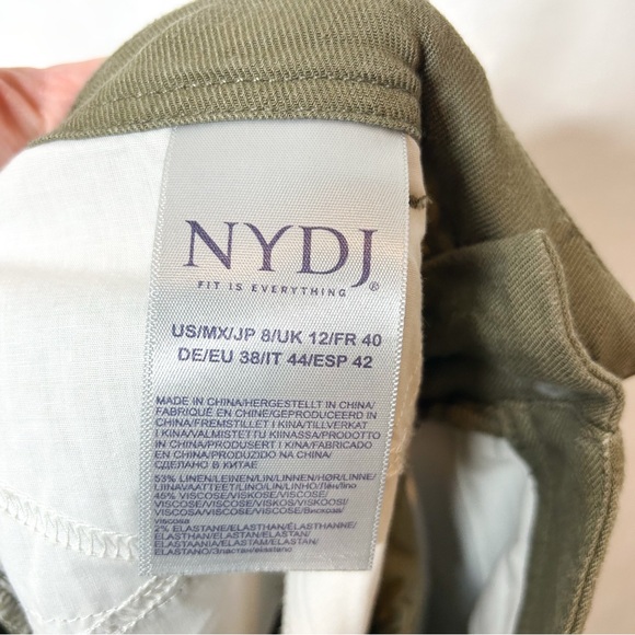 NYDJ Womens Neutral Olive Green Linen Blend High Rise Shorts 8 - Picture 7 of 8